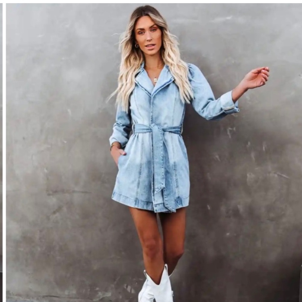 Vici Denim Mini Dress in Light Blue